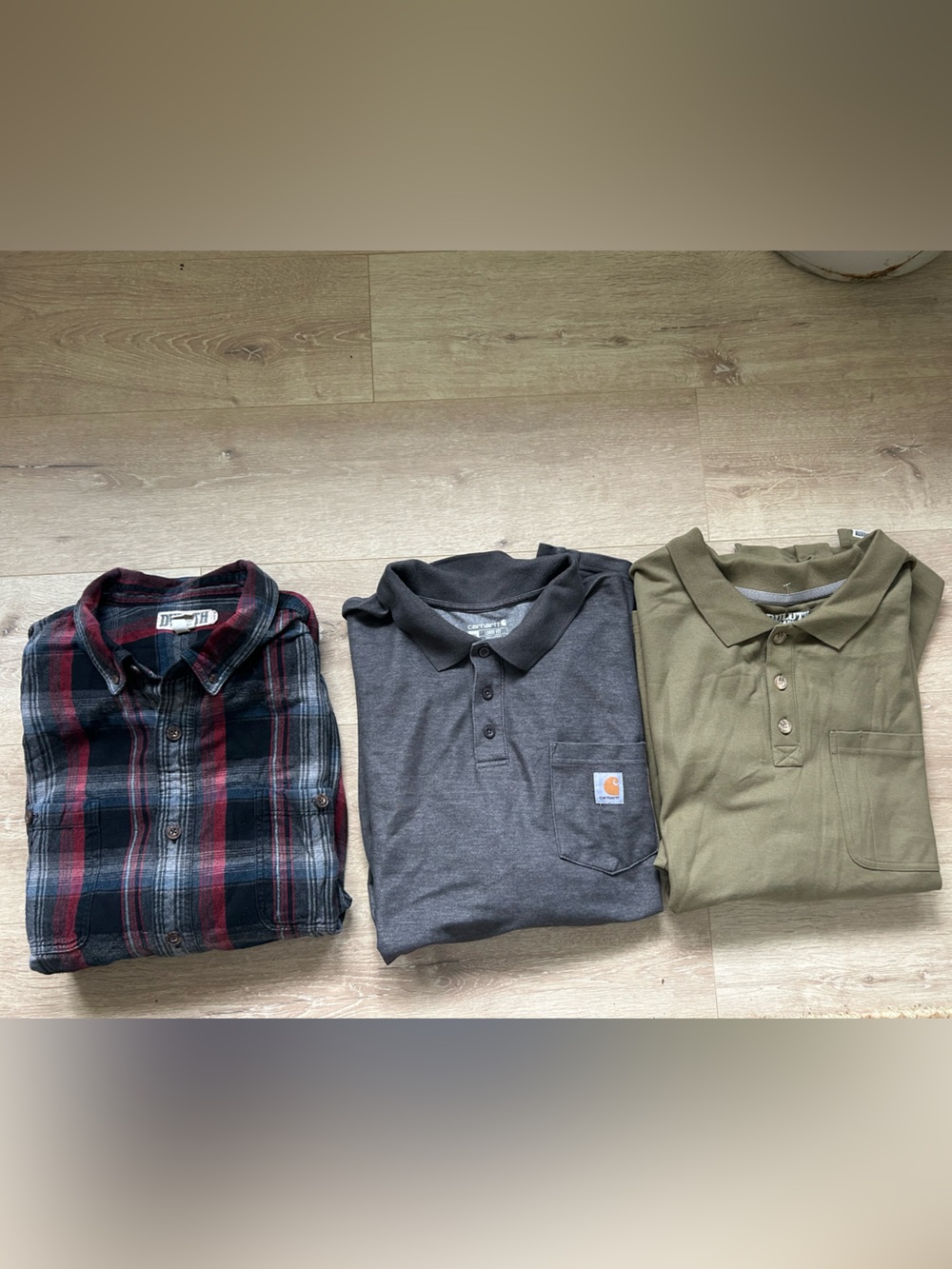 Bundle Men’s Duluth & Carhartt Flannel & Polo Shirts 1 new 3X. Loose fit XXXL